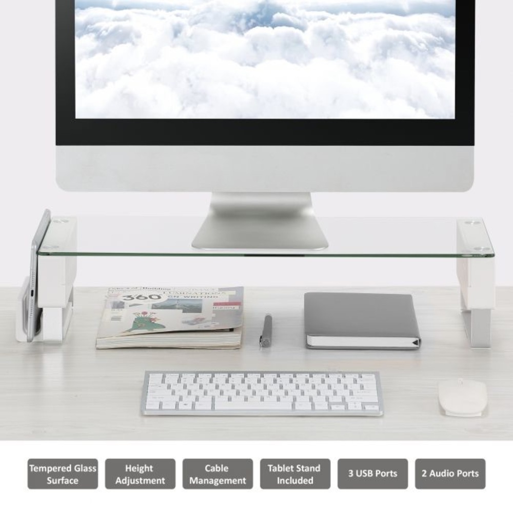 SIIG Tempered Glass Surface Smart Stand with USB and Audio Ports